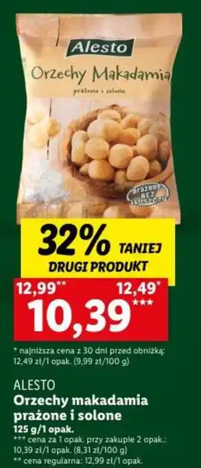Lidl ALESTO Orzechy makadamia prażone i solone 125g oferta