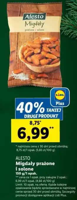 Lidl ALESTO Migdały prażone i solone 150g oferta