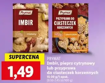 Lidl Prymat Imbir pieprz cytrynowy lub przyprawa do ciasteczek korzennych 15-20 g oferta