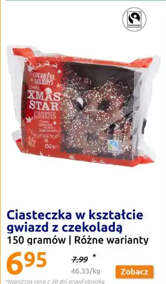 Action Ciasteczka w kształcie gwiazd z czekoladą 150 g oferta
