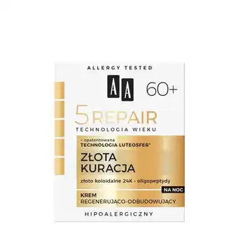 Rossmann Aa technologia wieku 5repair 60+ złota kuracja krem na noc regenerująco-odbudowujący 50 ml oferta