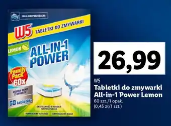 Lidl W5 Tabletki do zmywarki All-in-1 Power Lemon 60 szt. oferta