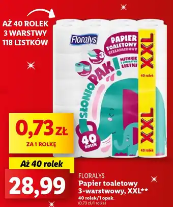 Lidl FLORALYS Papier toaletowy 3-warstwowy, XXL, 40 rolek oferta