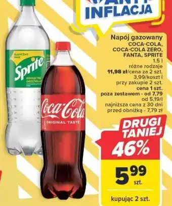 Carrefour Market Napój gazowany COCA-COLA, COCA-COLA ZERO, FANTA, SPRITE 1,5l oferta
