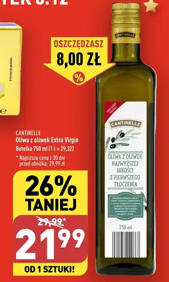 ALDI CANTINELLE Oliwa z oliwek Extra Virgin Butelka 750 ml oferta