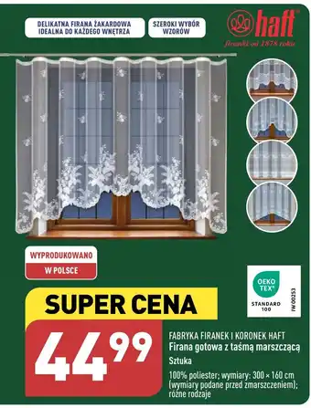 ALDI FABRYKA FIRANEK I KORONEK HAFT Firana gotowa z taśmą marszczącą Sztuka oferta
