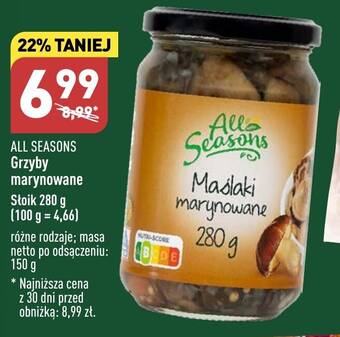 ALDI ALL SEASONS Grzyby marynowane 280g oferta