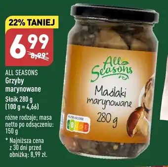 ALDI ALL SEASONS Grzyby marynowane 280g oferta