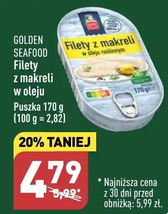 ALDI GOLDEN SEAFOOD Filety z makreli w oleju 170g oferta