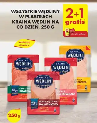 Biedronka WSZYSTKIE WĘDLINY W PLASTRACH KRAINA WĘDLIN NA gratis CO DZIEŃ, 250 G oferta