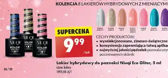 Biedronka Lakier hybrydowy do paznokci Niuqi Eco Gliter, 5 ml oferta
