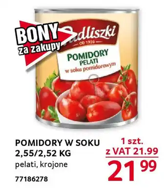 Selgros POMIDORY W SOKU 2,55/2,52 KG oferta