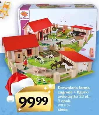 Drewniana farma zagroda + figurki zwierzątka 23 el.