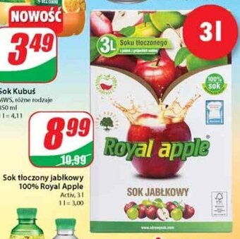 Dino Sok tłoczony jabłkowy 100% Royal Apple 3l oferta