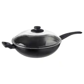 IKEA Hemlagad wok z pokrywką, czarny, 28 cm oferta
