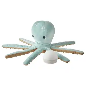 IKEA Blåvingad zabawka pluszowa, lampka nocna led, turkusowy ośmiornica/na baterie oferta