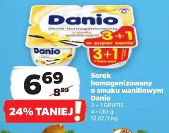 Netto Serek homogenizowany o smaku waniliowym Danio 3+1 GRATIS 4x 130 g oferta