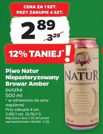 Netto Piwo Natur Niepasteryzowany Browar Amber 500 ml oferta