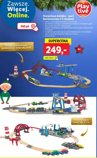 Lidl Drewniana kolejka port kontenerowy z 3 stacjami Play tive oferta