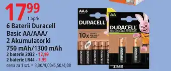E.Leclerc 6 Baterii Duracell Basic AA/AAA/ 2 Akumulatorki 750 mAh/1300 mAh oferta