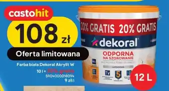 Castorama Farba biała Dekoral Akrylit W 10l oferta