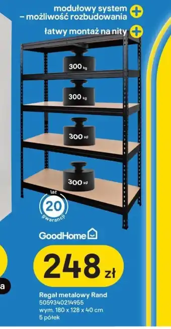 Castorama Regał metalowy Rand wym. 180 x 128 x 40 cm oferta