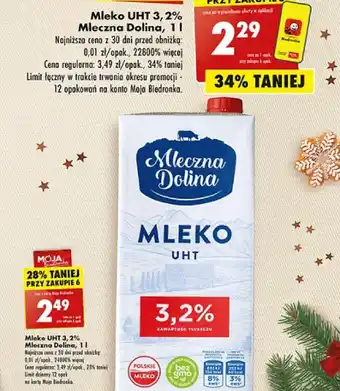 Biedronka Melko UHT 3,2% Mleczna Dolina 1l oferta