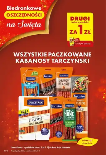 Biedronka WSZYSTKIE PACZKOWANE KABANOSY TARCZYŃSKI oferta