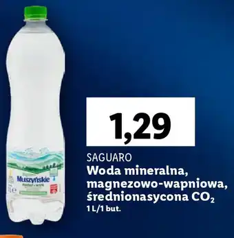 Lidl SAGUARO Woda mineralna, magnezowo-wapniowa, średnionasycona CO₂ 1l oferta