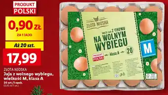 Lidl ZŁOTA NIOSKA Jaja z wolnego wybiegu, wielkość M, klasa A 20szt oferta