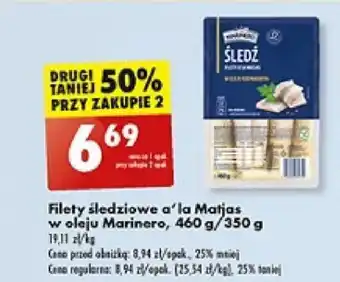Biedronka Filety sledziowe a'la Matjas w oleju Marinero, 460 g oferta