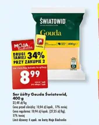 Biedronka Ser żółty Goud Światowid 400 g oferta