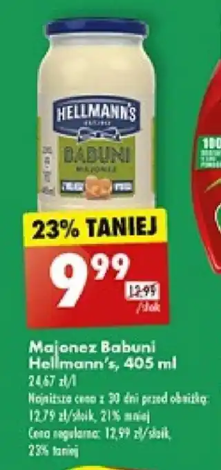 Biedronka Majonez Babuni Hellmann's, 405 ml oferta