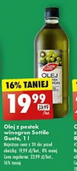 Biedronka Olej z pestek winogron Sottile Gusto, 1 l oferta