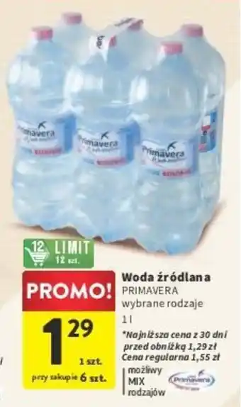 Intermarche Woda źródlana PRIMAVERA 1 l oferta