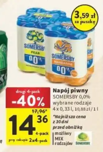 Intermarche Napój piwny SOMERSBY 4x0,33l oferta