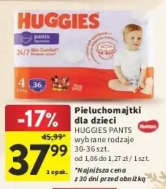 Intermarche Pieluchomajtki dla dzieci HUGGIES PANTS 30-36szt. oferta