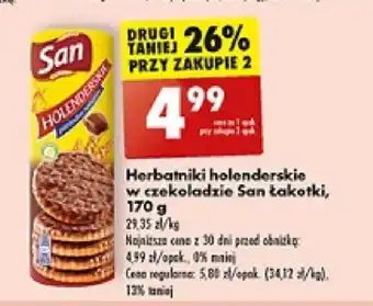 Biedronka Herbatniki holenderskie w czekoladzie San takotki, 170 g oferta