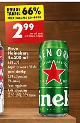 Biedronka Piwo Heineken 4x500ml oferta