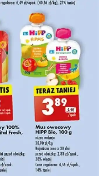 Biedronka Mus owocowy 100% Baby Food Vital Fresh, 100 g oferta