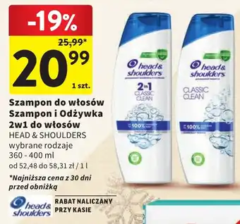 Intermarche Szampon do włosów Szampon i Odżywka 2w1 do włosów HEAD & SHOULDERS 360 - 400 ml oferta