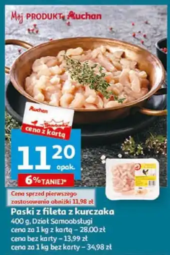 Auchan Paski z fileta z kurczaka 400 g oferta