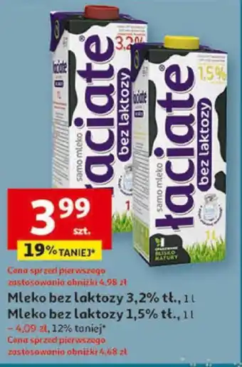 Auchan Mleko bez laktozy 3,2% / Mleko bez laktozy 1,5% 1 l oferta