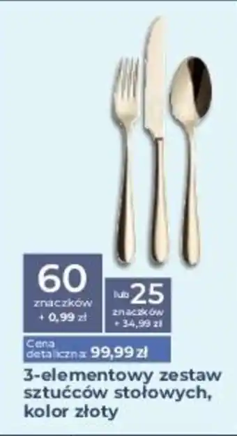 Stokrotka 3 elementowy zestaw sztućców stołowych kolor złoty oferta