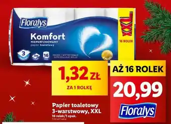 Lidl Floralys Papier toaletowy 3-warstwowy, XXL 16 rolek. oferta