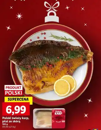 Lidl Polski świeży karp, płat ze skórą 100 g oferta