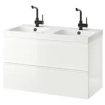 IKEA Godmorgon / odensvik szafka pod umywalkę z 2 szufladami, połysk biały/lundskär kran, 103x49x64 cm oferta