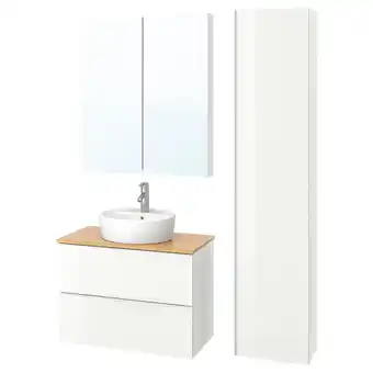 IKEA Godmorgon/tolken / törnviken meble łazienkowe, zest. 6 szt., połysk biały/bambus bateria dalskär, 82 cm oferta