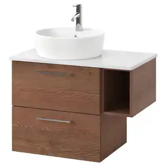 IKEA Godmorgon/tolken / törnviken szafka z blatem i umywalką 45cm, gillburen imitacja okleiny bejc na brąz/imitacja marmuru bateri oferta