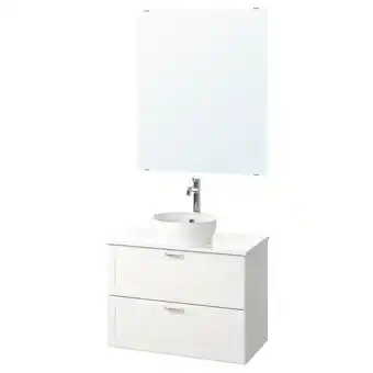 IKEA Godmorgon/tolken / kattevik meble łazienkowe, zest. 5 szt., kasjön biały/imitacja marmuru bateria voxnan, 82 cm oferta